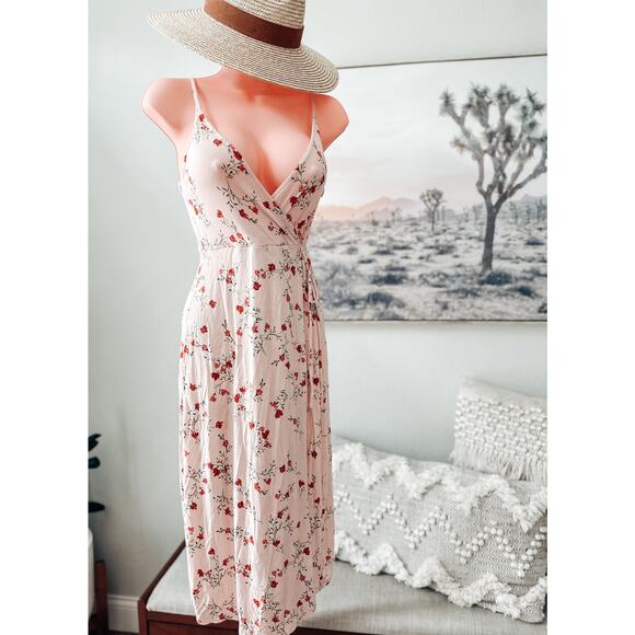 Cottagecore Daydreams blooming rose garden wrap + tie waist midi dress - Picture 1 of 4